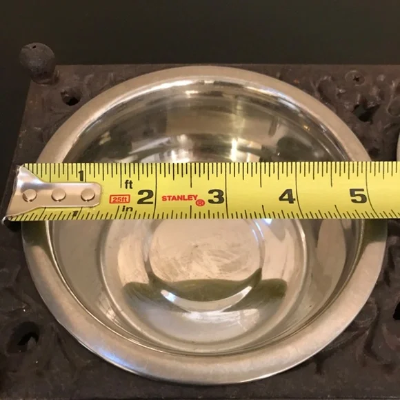 Vintage Cast Iron Ornate Pet Feeder Bowls - Picture 5 of 5